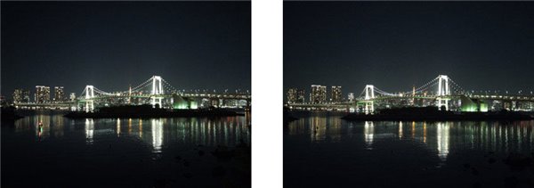 （均为索尼CMOS样张，左为IMX230，右为IMX318，尺寸更小的IMX318夜景画质仍然优秀）